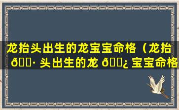 龙抬头出生的龙宝宝命格（龙抬 🌷 头出生的龙 🌿 宝宝命格是什么）